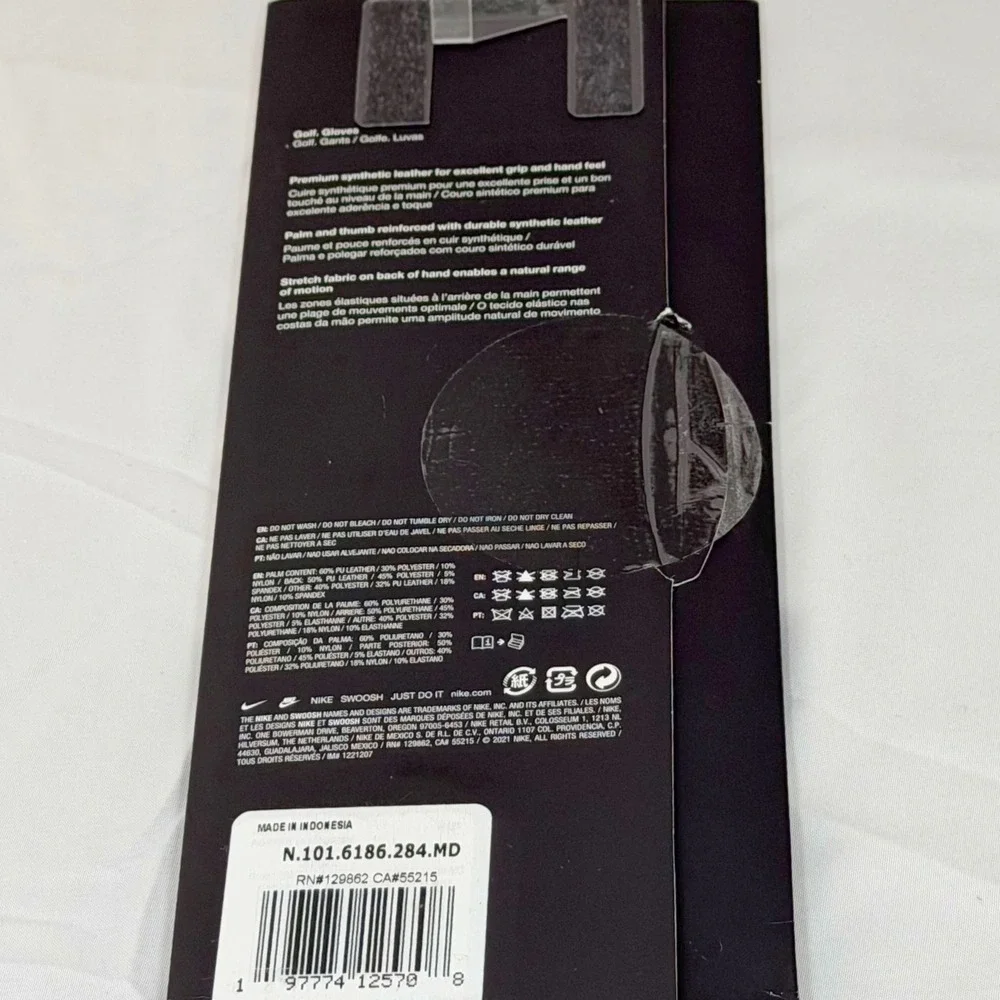 Nike Dura Feel Junior Golf Glove White Black Right Hand Size M Ages 8-12 110-82